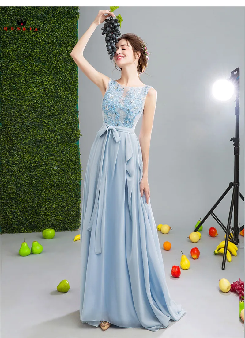 Королева свадебные вечерние платья а-силуэта шифон Кружева Бисероплетение длинное синее сексуальное выпускное Вечерние вечернее платье