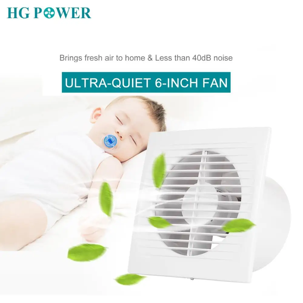

6" Kitchen Ventilation Fan Silent Ceiling Extractor Fan Bathroom Exhaust Fan for Window Wall Toilet Ventilating Insect Prevent