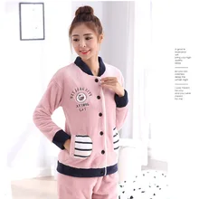 Женские Фланелевые пижамы, осенне-зимние фланелевые пижамы, утолщенные пижамы для девочек, коралловые флисовые пижамы