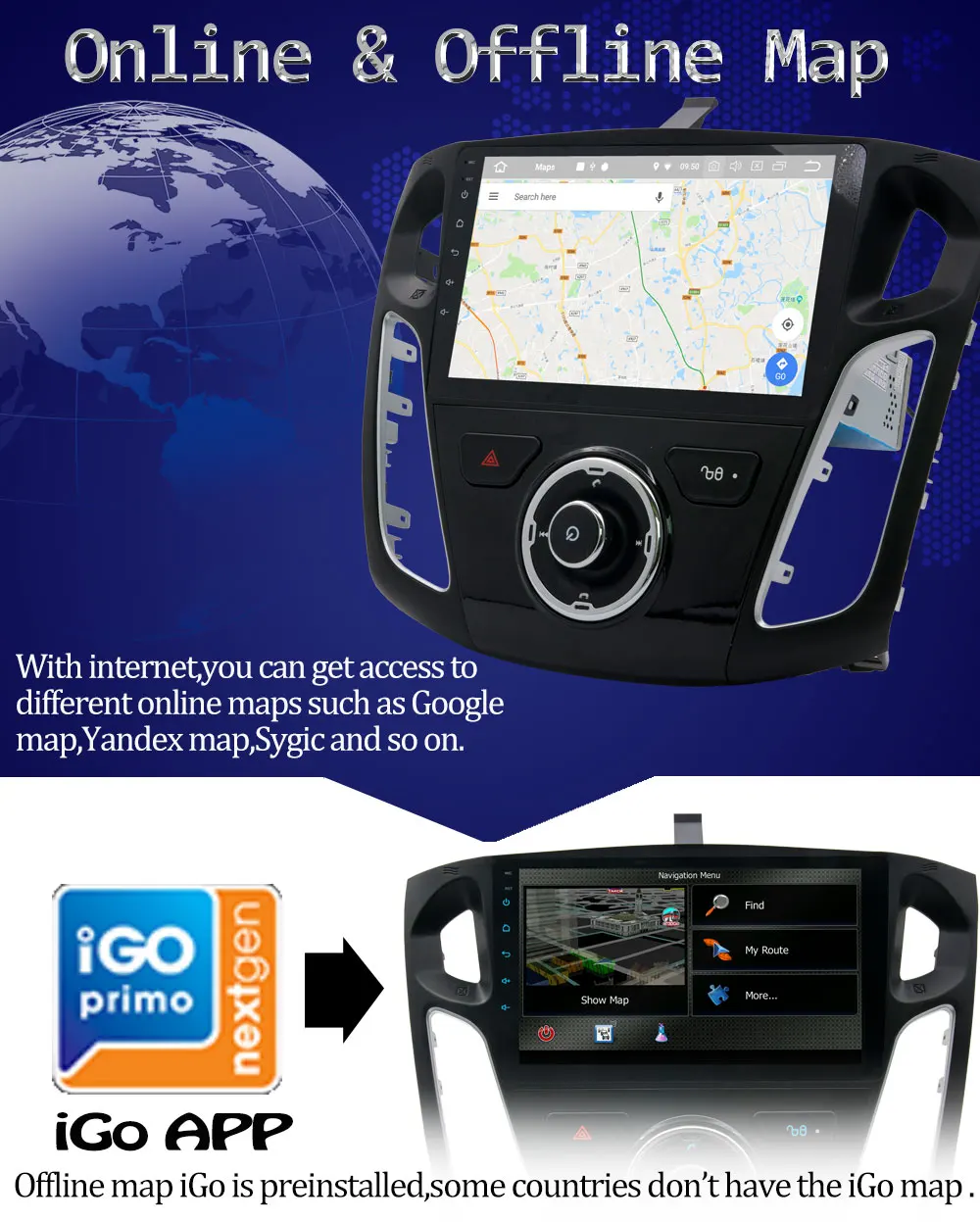 Cheap 9 inch 1024*600 4GB RAM Octa Core Android 8.0 Car DVD Multimedia For Ford Focus 3 2012-2015 Car Radio Bluetooth GPS Navigation 16