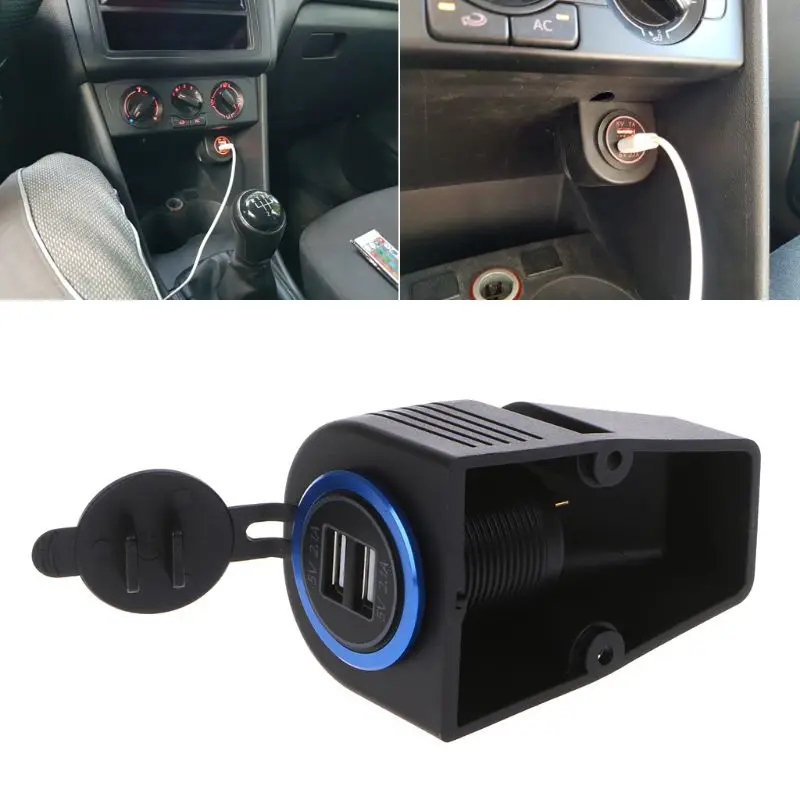  12V 24V Zu 5V 2.1A Dual USB Auto Ladegerät Power Adapter Zelt Basis für Auto Lkw Motorrad boot ATV 
