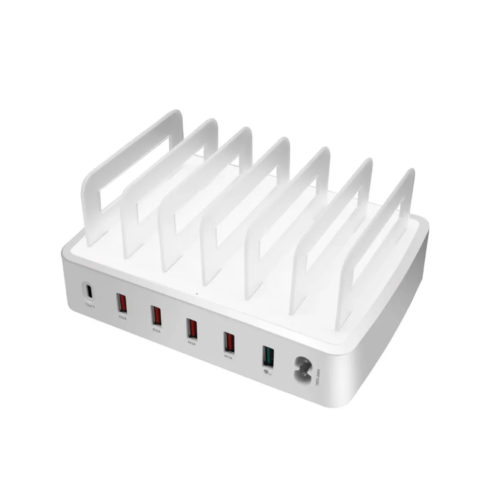 6 портов usb зарядная станция умный рабочий стол органайзер для зарядки подставка с быстрой зарядкой QC 3,1 порт и порт type C