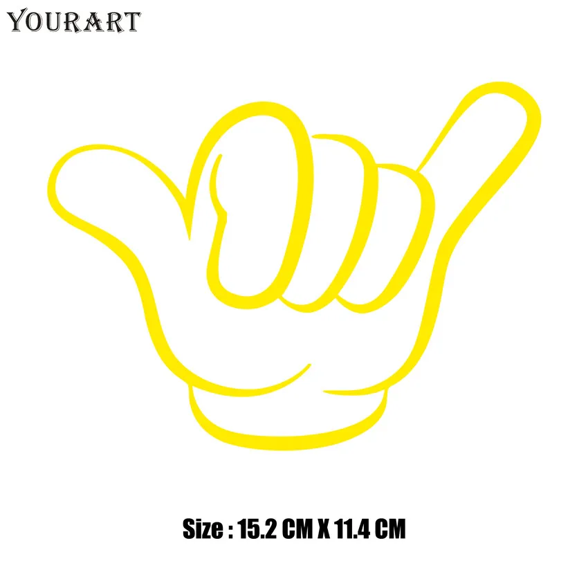 YOURART Водонепроницаемая виниловая Автомобильная наклейка для серфинга s Car Funny Hands Shaka подвесная свободная наклейка для сиденья Leon Volkswagen Saab Vinilo - Название цвета: Цвет: желтый
