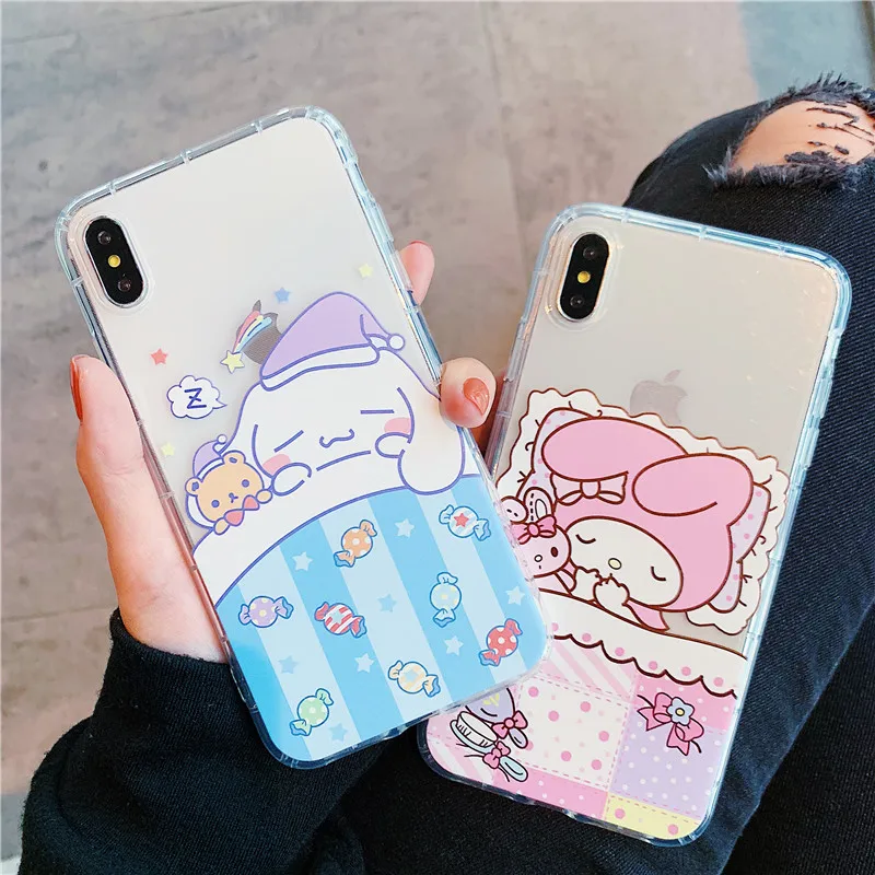 

Cute Cartoon Sanrio sleeping Phone Cases For iPhone 8 7 6s 6 S Plus X Case Silicon Soft Back Cover Airbag For iPhone XR XS MAX