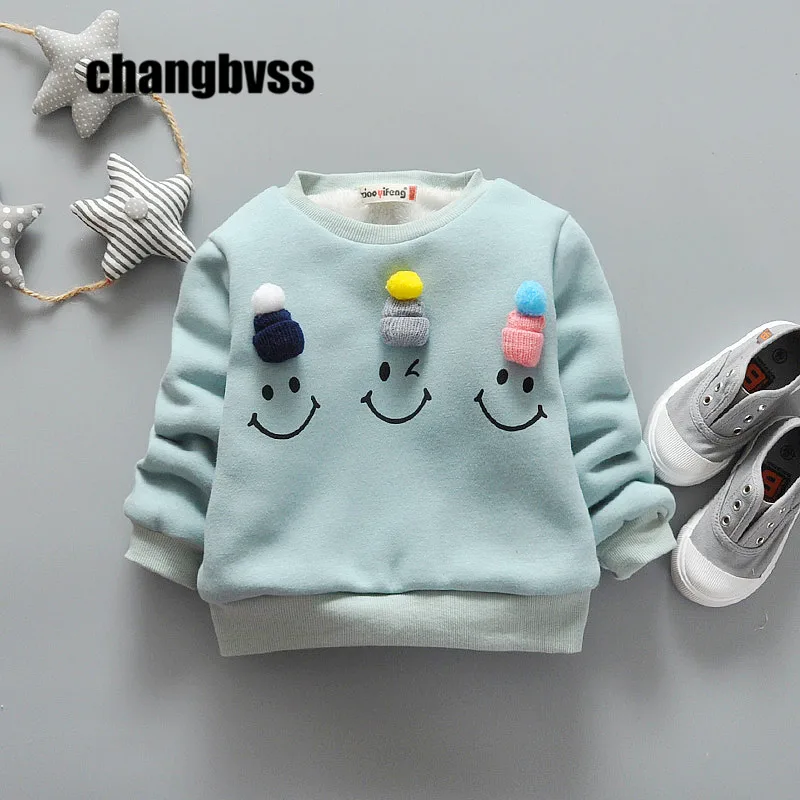 Cartoon Smiley Face Baby Boys Girls Kids Children s Thick Coat Hoodie Jacket Sweater Pullover Outwear