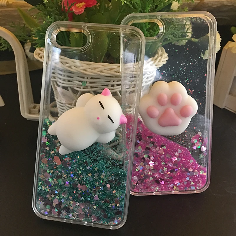 Case for iPhone X 6s 5 SE Case 3D Soft Silicone Cat Squishy Kneading Silicon TPU Phone Case Cover for iPhone 6P 7P 7 8P (5)