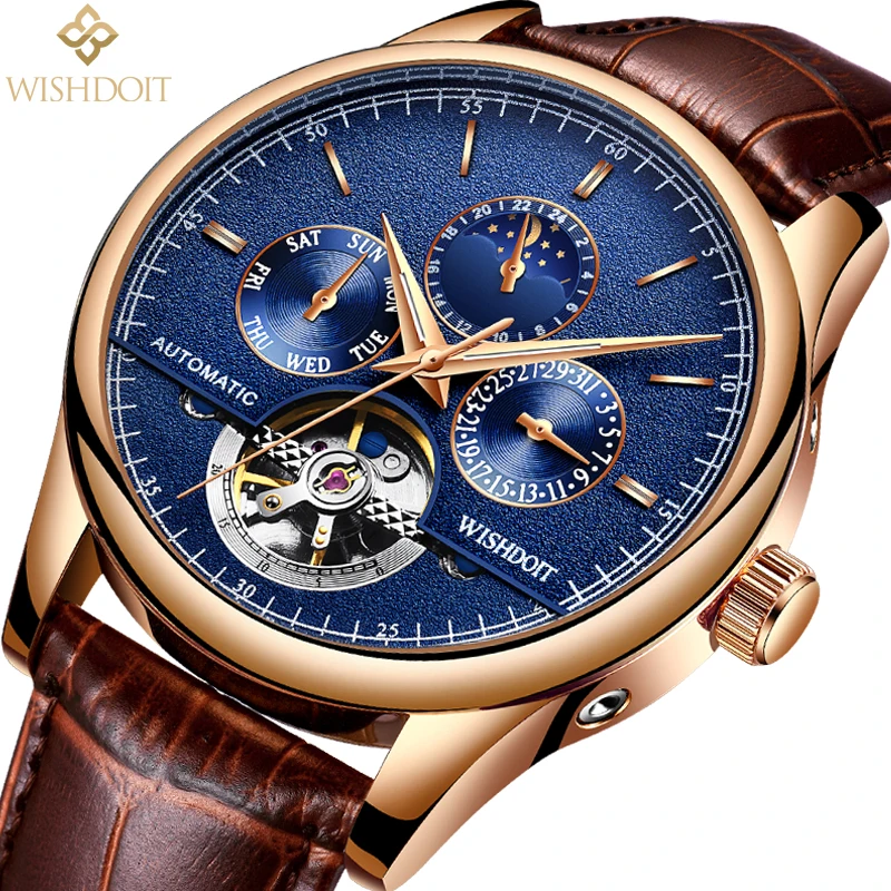 

WISHDOIT Men's Watch Top Luxury Brand Business Mens Sport Automatic Mechanical Watchs Waterproof Military Men watches male clock