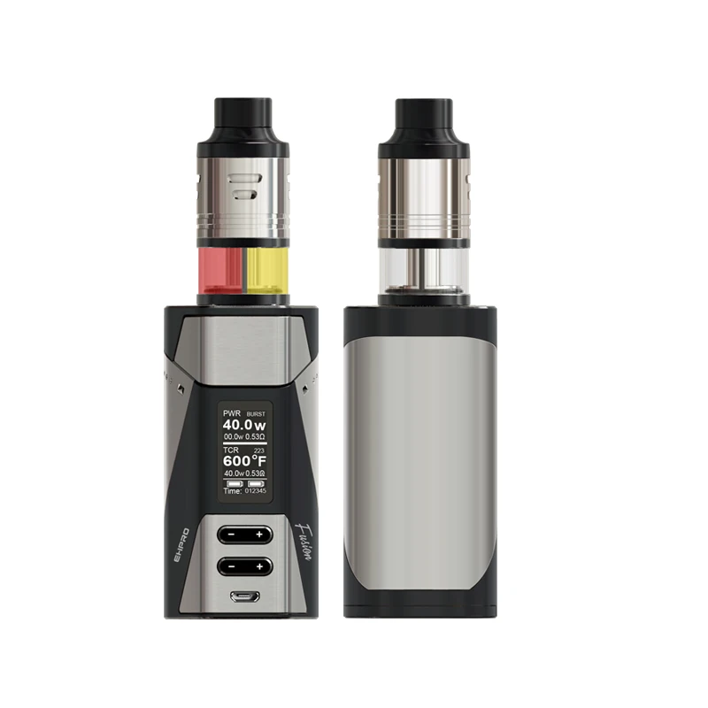 New EHPRO 2-in-1 Fusion Kit Work Mode TEMP/PWR/TCR/BYPASS No Dual 18650 Battery TC Mod 200-600F 100-300C