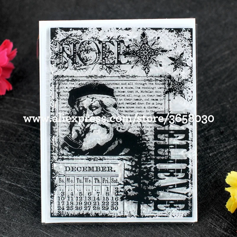 

Christmas Santa NOEL BELIEVE Background Scrapbook DIY photo cards rubber stamp clear stamp transparent stamp 7.5x10cm 8052664