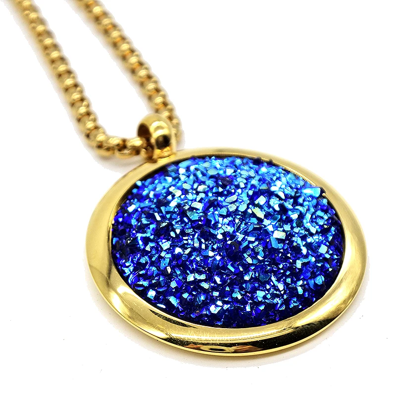 AMUMIU голубое небо распродажа комплекты украшений для женщин вечерние ювелирные изделия ожерелье для подарков/Подвески/серьги наборы синяя цепочка серебристого цвета JS045