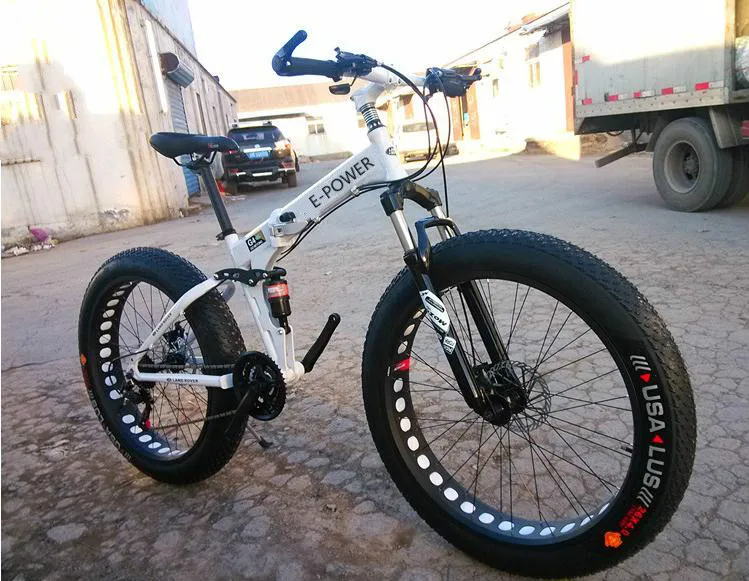 Perfect KALOSSE 26*4.0 inch tires  full suspenion   beach mountain bike  21/24/27/30 speed  Fat bicycle , bicicleta mountain bike 0