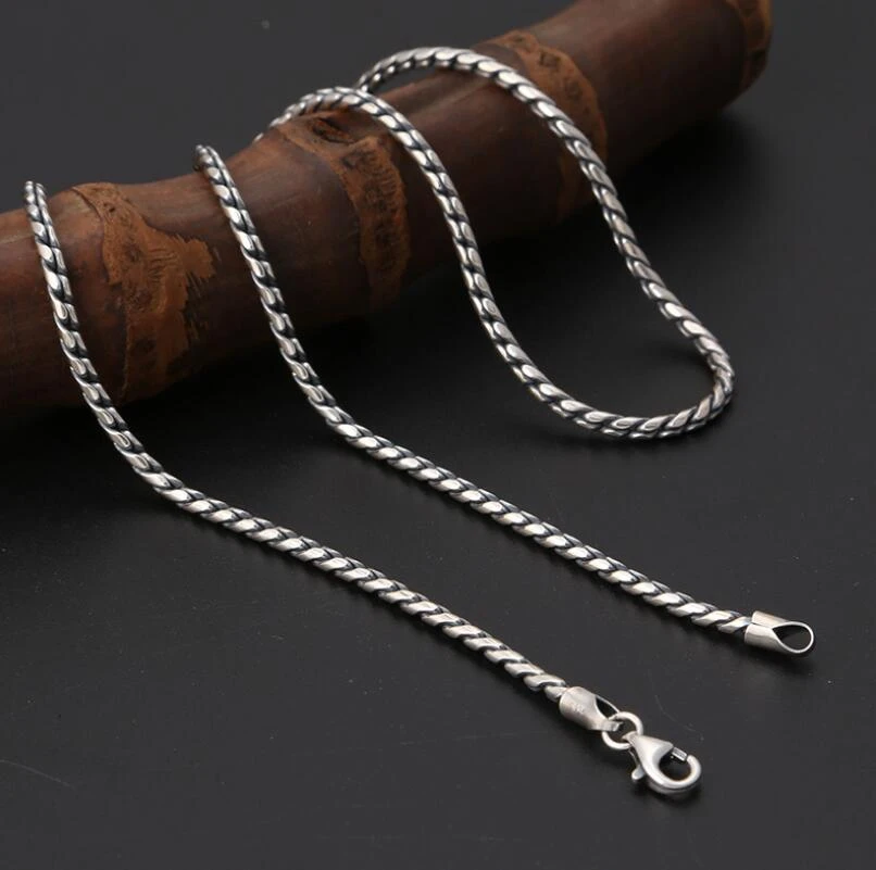 Collar de plata pura para hombre y mujer, gargantilla de plata de ley S925, cadena gruesa de 2,5 MM, regalo de para hombre|Collares de - AliExpress