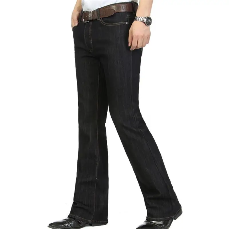 Зимние термо плюс вельветовые джинсы мужские средняя талия bell-bottom матовые черные джинсовые брюки мужские деловые повседневные брюки