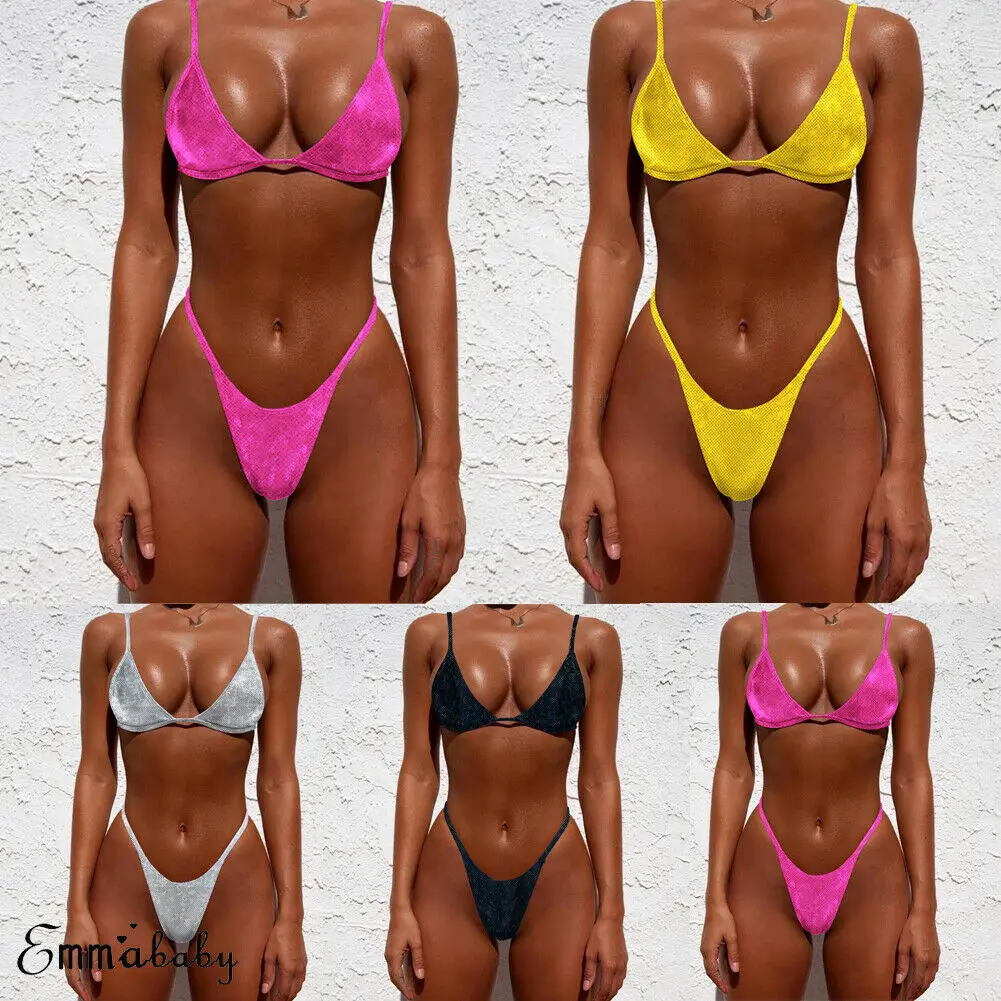 

Hirigin Pure Color Women Swimsuits Women Bandage Push Up Paded Imbottito Reggiseno Bikini Set Hot Bathing Suit Beach Swimwear