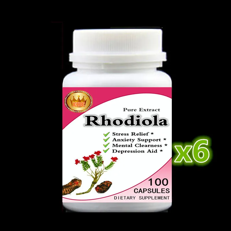 

6 bottle 600pcs,Rhodiola Rosea Extract, Stress Relief, Anxiety Support, Mental Clearness, Depression Aid, Fights Depression