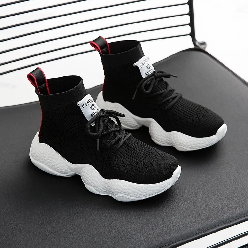 

SAGACE Shoes New 2019 Fashion Women Mesh Stretch Fly Woven Breathable Sports Shoes Thick Bottom Lace Socks Shoes Dropship May29