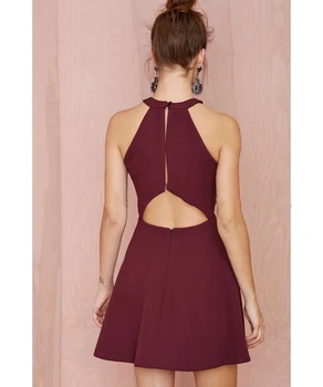 Sexy Burgundy Party Dresses Short Cocktail Dresses 2016 Summer Sexy Halter Sleeveless Backless Sexy Burgundy Party Dresses Short Cocktail Dresses 2016 Summer Sexy Halter Sleeveless Backless