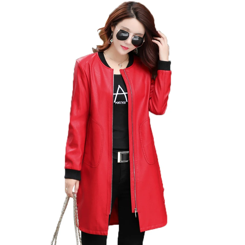 Plus Size 4XL 5XL Women Leather Jacket New Long Leather Coat Ladies Leather Clothing 2017 Autumn Winter Jackets And Coats AC279