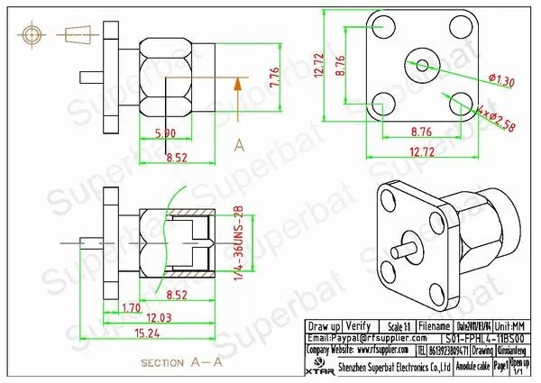 Superbat 10 шт. sma-разъем РФ 4 отверстия разъём для настенного крепления мужской с припоем терминал