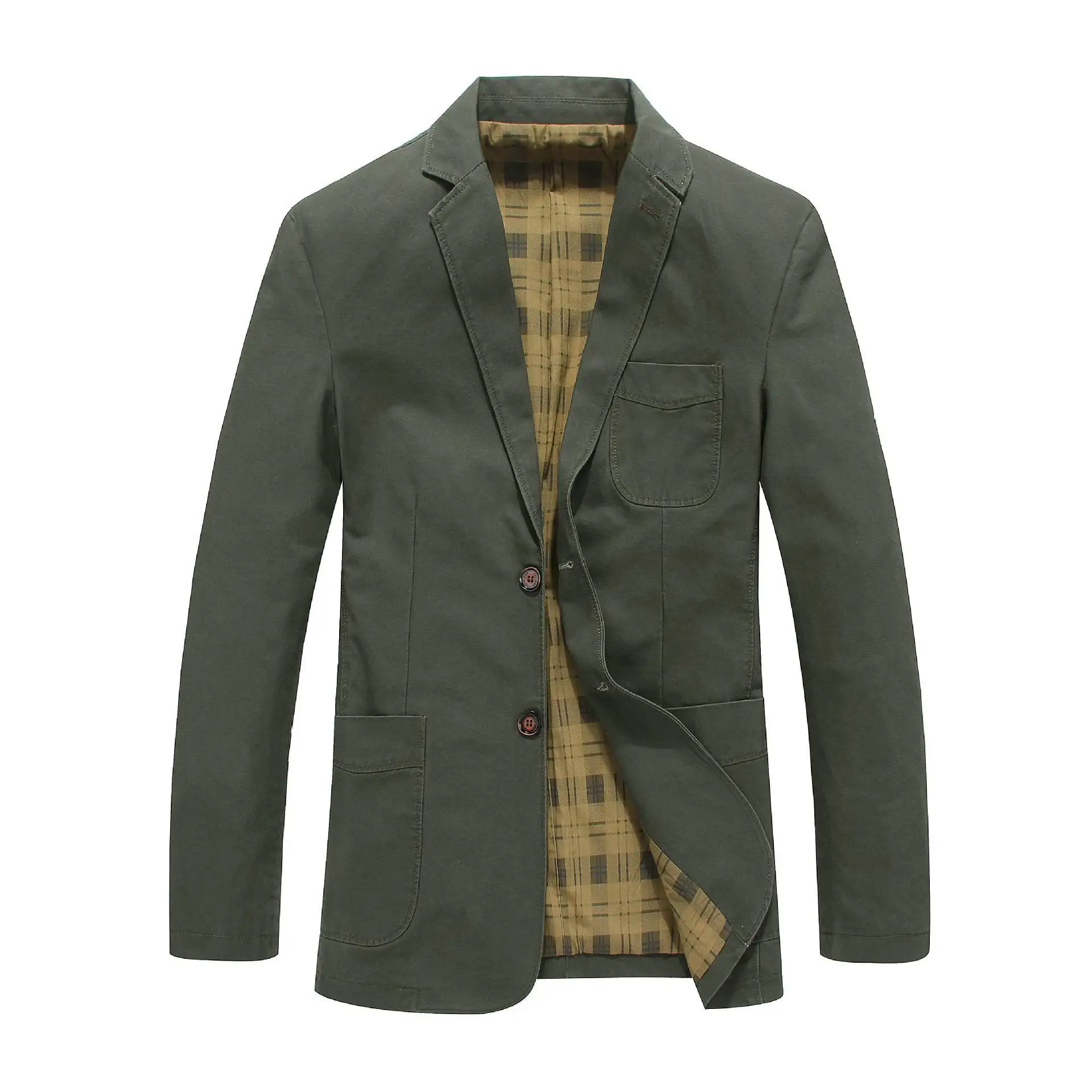 Брендовый мужской повседневный Блейзер, модный дизайнерский Военный стиль, хлопок, мужской пиджак, Мужской Блейзер, Мужской Блейзер, приталенный, 4XL, BF5618 - Цвет: Армейский зеленый