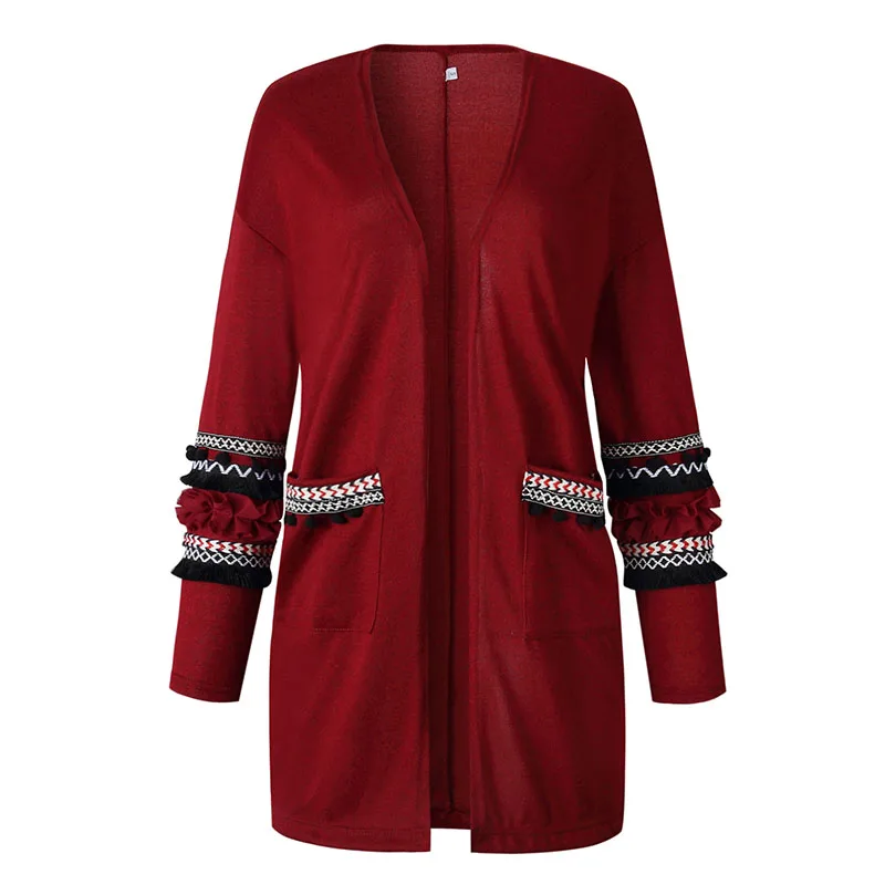 

Best selling 2019 sweater women fashion autumn stitching long-sleeve warm thich women's long cardigan sweater vestisos OYM100028