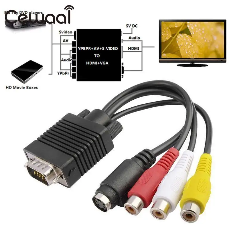 Cewaal VGA SVGA к S Video 3 RCA AV ТВ выход кабель конвертер VIDEO терминала|vga svga|vga to s-videovga |