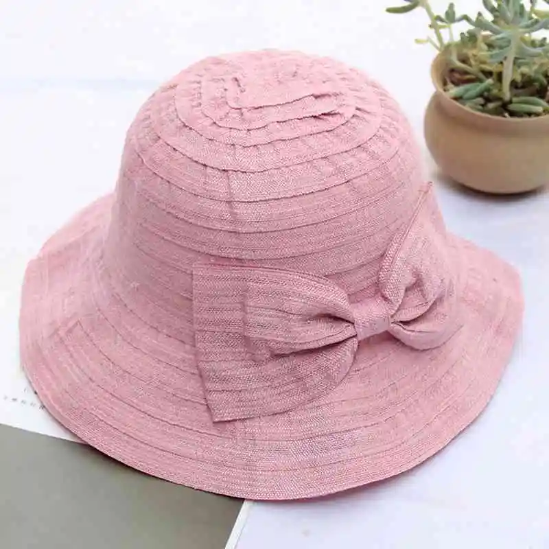 

WZCX 2019 Fashion New Bow Stripe Solid Color Fisherman'S Hat Casual Tide Breathable Summer Women'S Cap Beach Hat