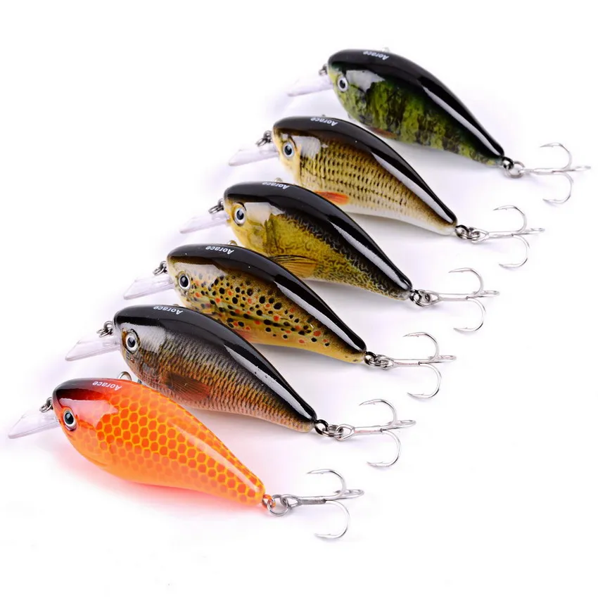 

6PCS New 3D Print Fishinge Lures Lifelike 12.7G 6CM Crank 6# Fishhooks Culter Carp Perch Striped Bass Artificial Bait