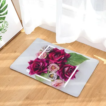 

CAMMITEVER Flower Floral Printed Bathroom Kitchen Carpets Doormats Cat Floor Mat Living Room Anti-Slip Tapete