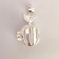 925 Silver Apple Style Pearl Gem Bead Locket Cage, Sterling Silver Pendant Mounting for DIY Bracelet Necklace Jewelry Charm 2