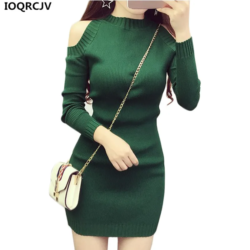 

Women Knit Pullover Sweater 2019 New Long Sleeve Strapless Sexy Women Short Knit Dress Slim Elastic Autumn Winter Sweater Women
