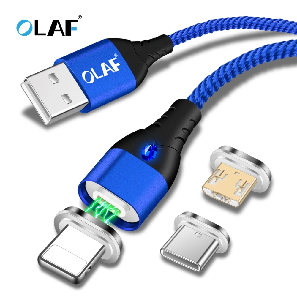 La OLAF 5A magnético Cable USB para iPhone tipo C imán cargador de carga de datos de carga Micro USB-C Cable para Huawei cable de teléfono móvil