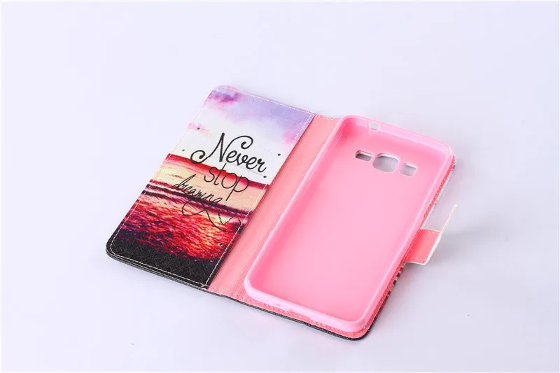 Модный раскрашенный кожаный чехол книжка с подставкой для Samsung Galaxy Grand Prime Case G530