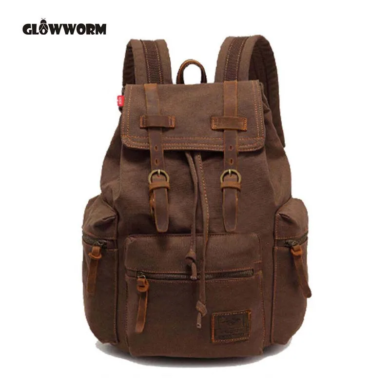 

Genuine Leather+Canvas Stylish Travel Large Capacity Backpack Male Luggage Shoulder Bag Computer Backpacking Men Functional Bags