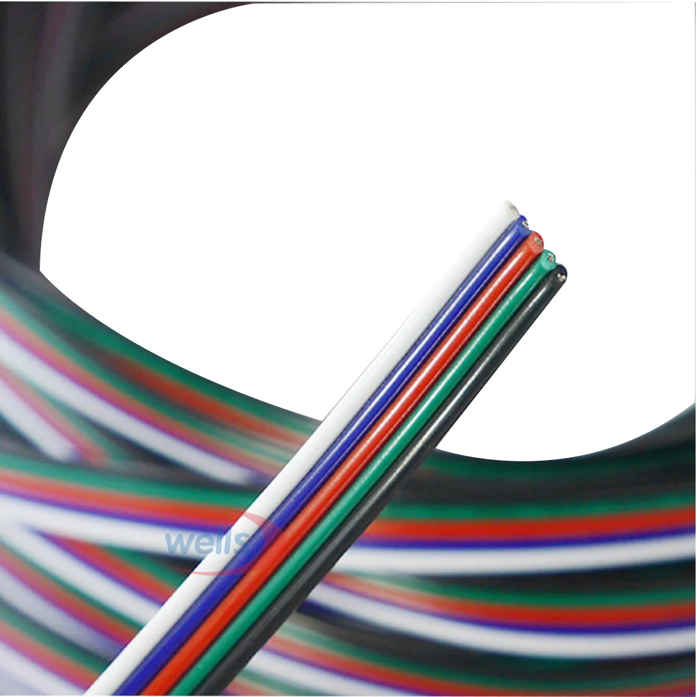 

100m/lot 5pin RGBW Cable Extension Electric Wire For 3528 5050 LED Stirp Lighting Connecting