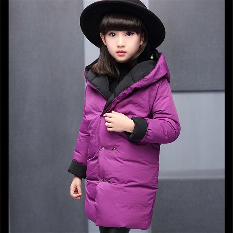 Детские зимние куртки, верхняя одежда парка с капюшоном для маленьких девочек и мальчиков Двусторонняя одежда для детей пуховое пальто теплая одежда с хлопковой подкладкой