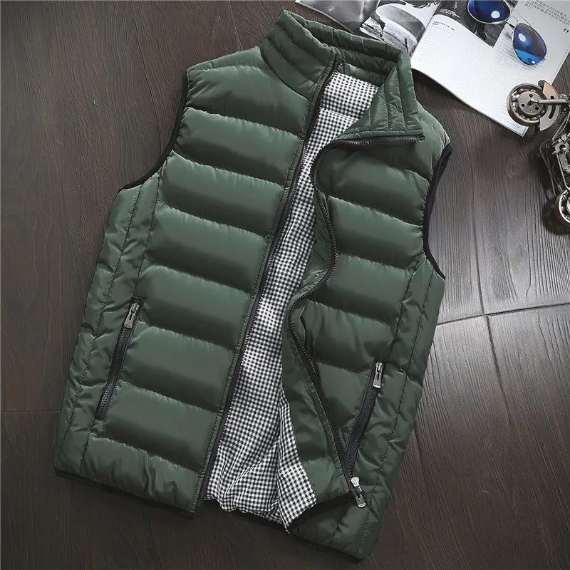 Мужской жилет, модные мужские куртки без рукавов, повседневные хлопковые жилеты для фитнеса, мужские зимние жилеты размера плюс S-5XL, 10 цветов 607 - Цвет: Армейский зеленый