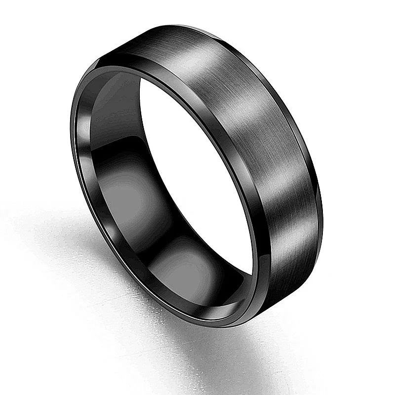 Мужские простые гладкие кольца, нержавеющая сталь, высокое качество, Черное золото, серебро, мужское кольцо, Bague Homme Ringen, модные ювелирные изделия - Цвет основного камня: Черный