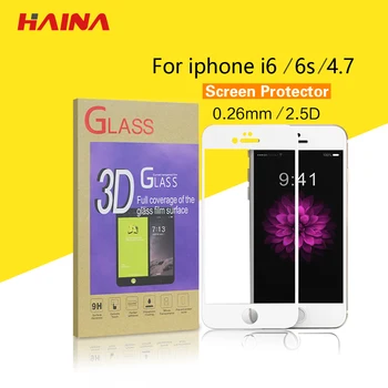 

500 pcs/lot,2.5D 0.26mm for iPhone 6 6S Tempered Glass round Screen Protector Protective Film,DHL Free