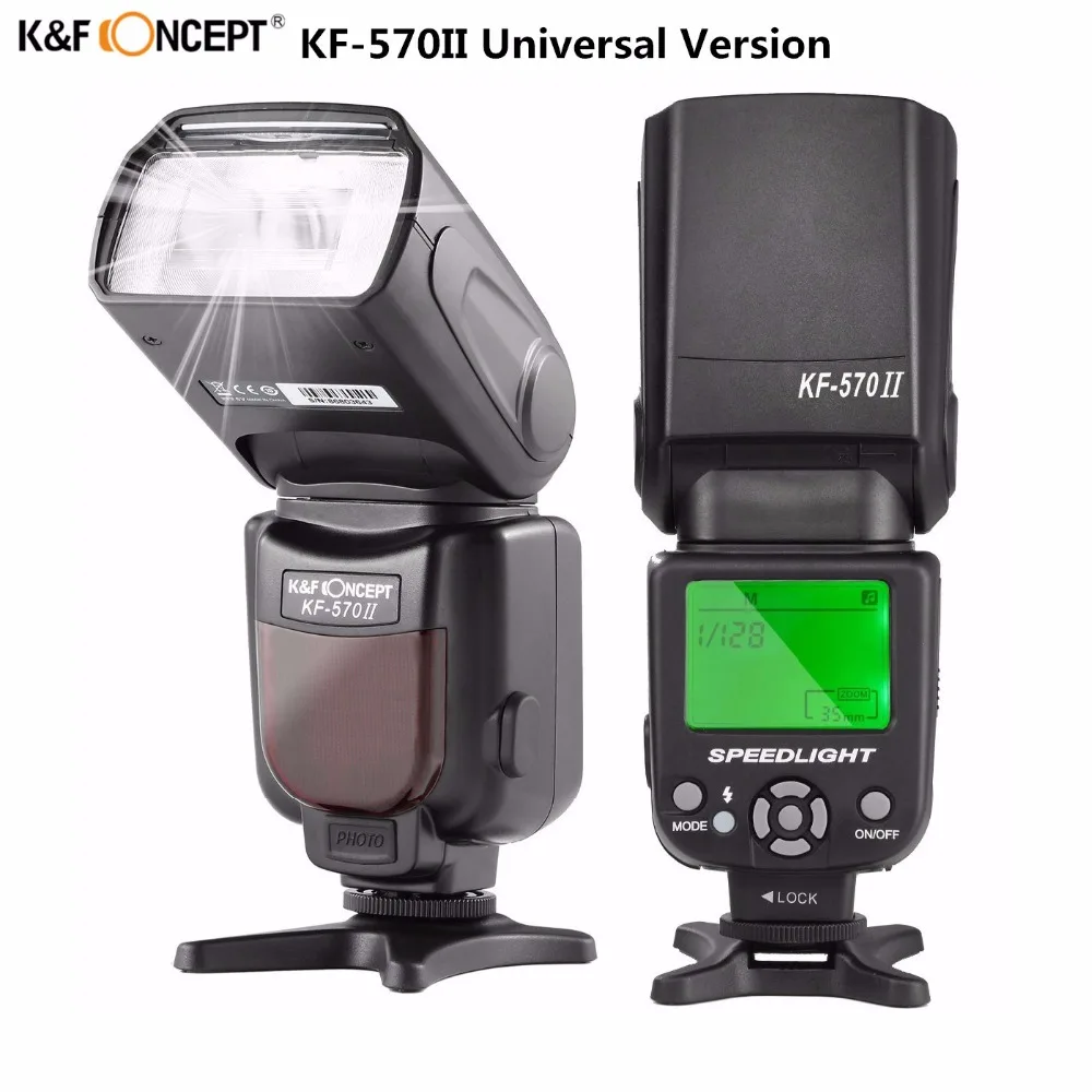 

K&F CONCEPT KF-570 II Universal Master Slave Speedlight High Speed LCD Screen Flash Speedlite For Nikon Canon Pentax Cameras