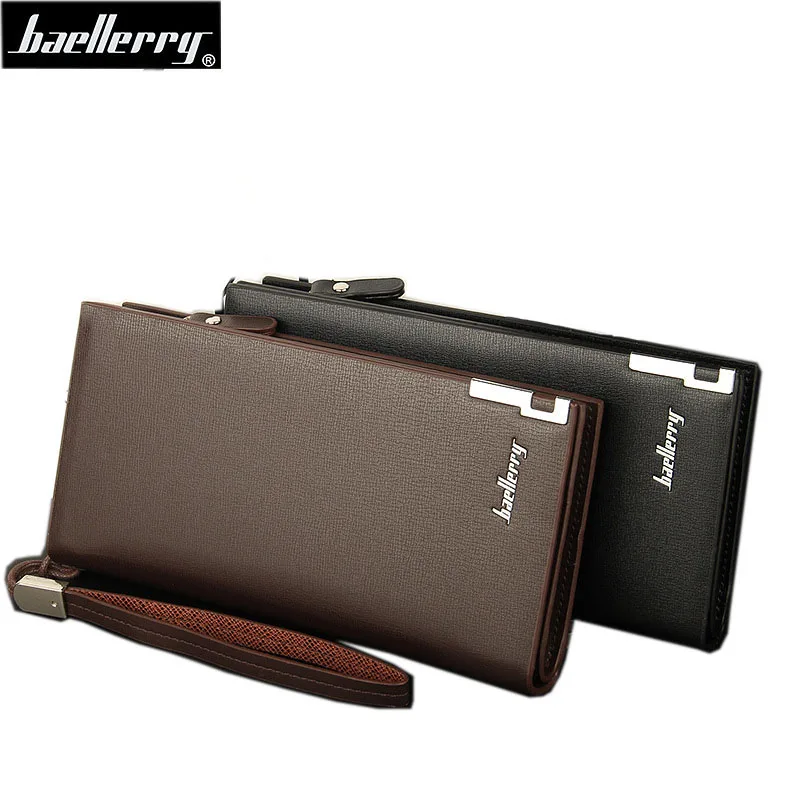 2016 Baellerry Business Men's Wallets Solid PU Leather Long Wallet Portable Cash Purses Casual Standard Wallets Male Clutch Bag