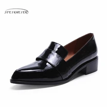 Женские туфли-оксфорды из натуральной кожи на плоской подошве; дизайнерские винтажные Туфли-оксфорды ручной работы 4 см черного цвета для женщин