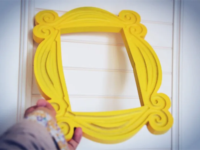 

TV Series Friends Wood Frame Handmade Yellow Mon Door Frames Home Peephole Image Picture Photo Decor Collection Cosplay Gift