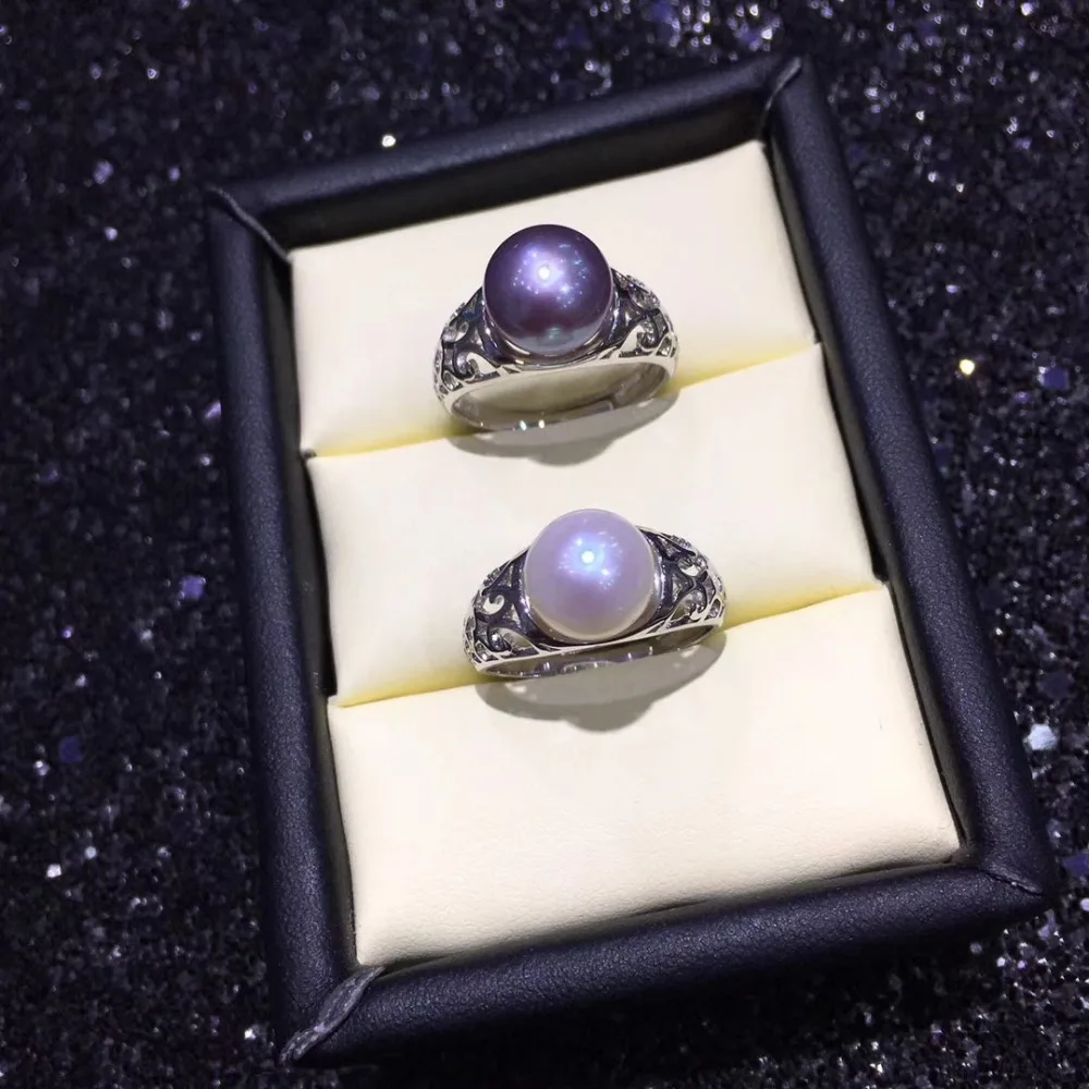 YIKALAISI 925 ювелирные изделия из стерлингового серебра Ювелирное кольцо с жемчугом для женщин Мода натуральный 9-10 мм пресноводный жемчуг