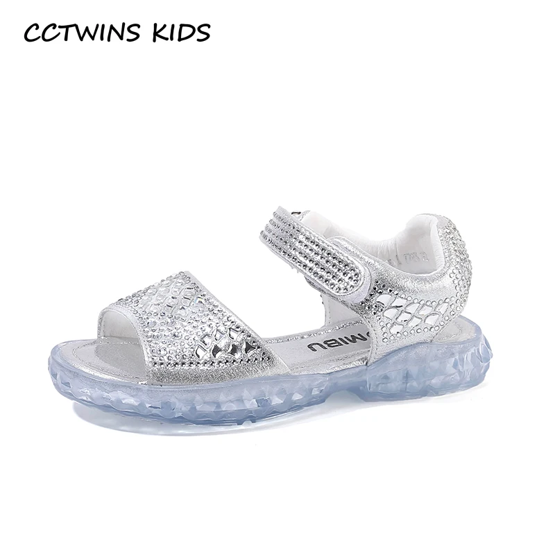 

CCTWINS Kids Shoes 2019 Summer Girls Fashion Princess Dress Party Glitter Flats Children Black Shoe Baby Brand Sandals BS311