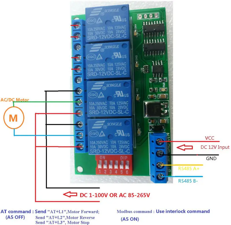 CE040 4 канала DC 12 В RS485 релейный модуль Modbus RTU& AT команда дистанционное управление переключатель для PLC PTZ камера Мониторинг безопасности