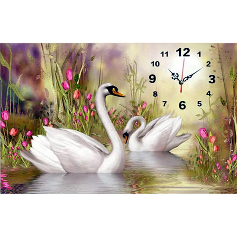 NEW Diy 5d Diamond Paintings Swan Cross Stitch Needlework