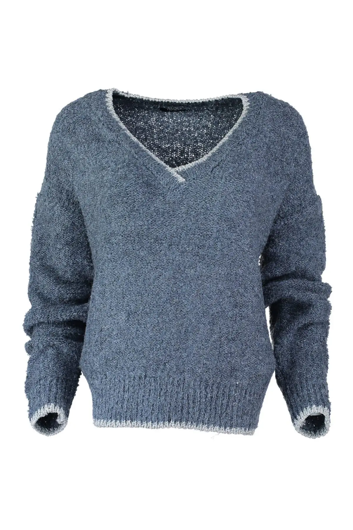 

Trendyol WOMEN-Indigo V-Neck Lurex Sweater Sweater TWOAW20NV0034