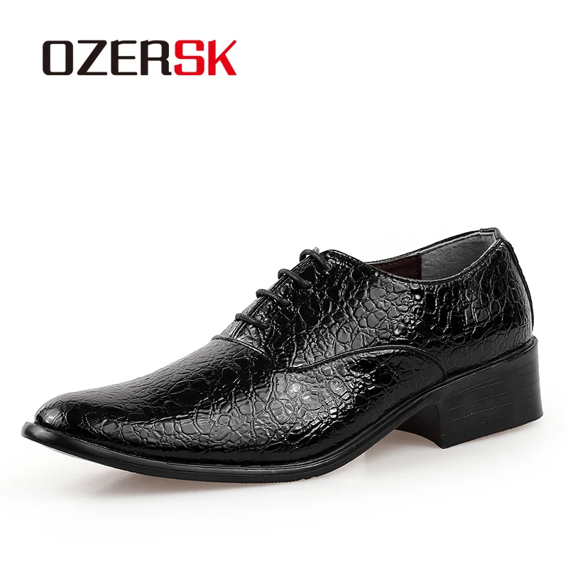 

OZERSK Comfortable Men's Dress Shoes Leather Men Wedding Oxford Shoes Lace-Up Office Suit Luxury Italian Men's Casual Shoes