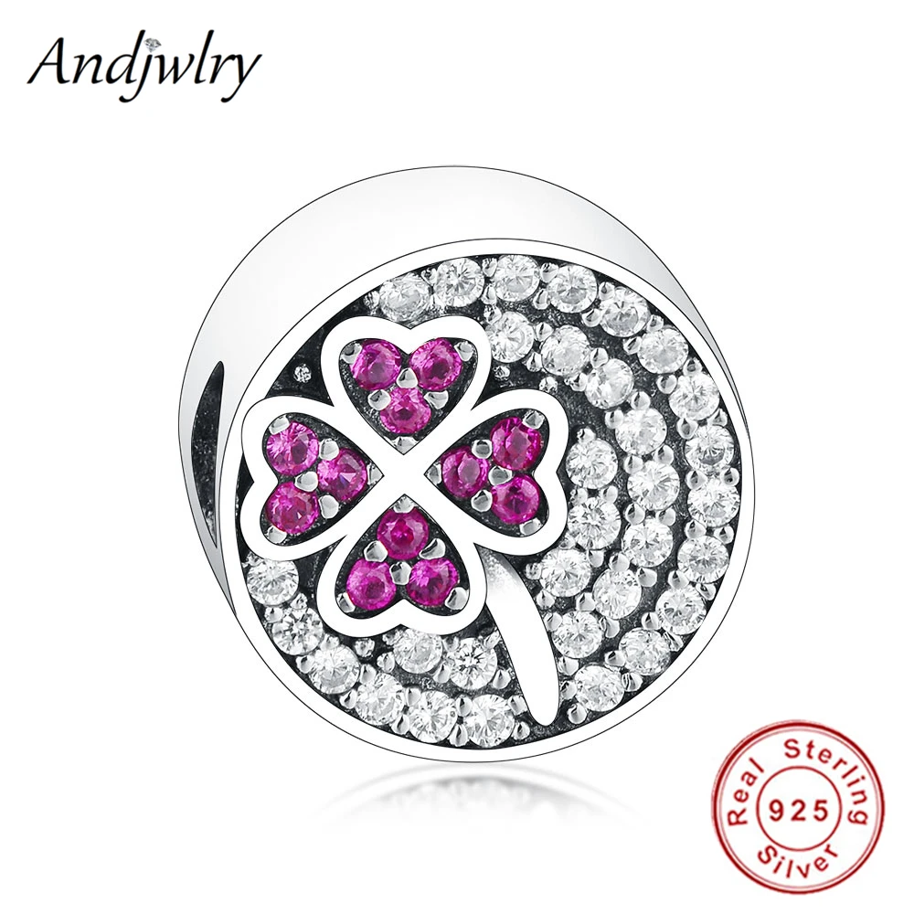 

Fit Pandora Charms Bracelet Silver 925 Original Charms Four-leaf clover Clear CZ Beads for Jewelry Making Women Berloque